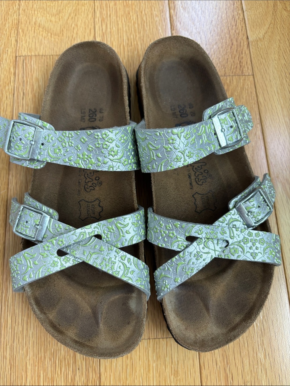 Birki’s by Birkenstock Franca Leather Sandals Floral Sz 40 8.5 9 9.5 Shoes Women